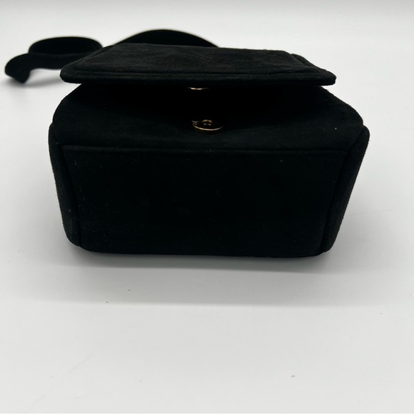 Vintage Frenchy of California Suede Crossbody Bag Black Gold Chain Strap USA - Picture 8 of 12